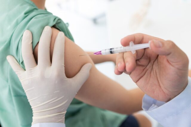 Treatment shots showing an injector and a patient in a clinical setting.
